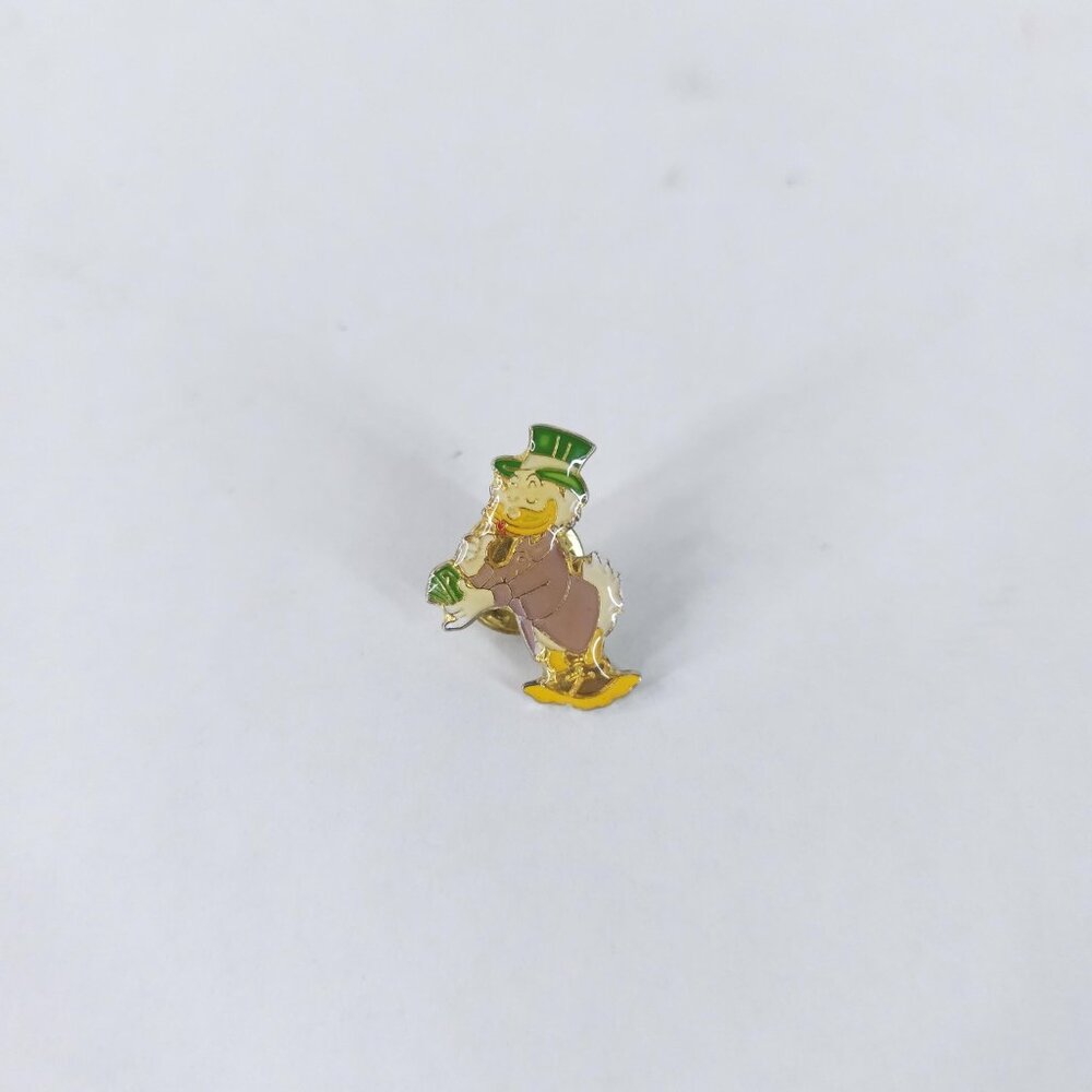 Vintage Disney Uncle Scrooge Enamel Pin Duck Top Hat Lapel Brooch Gold 90s Colle
